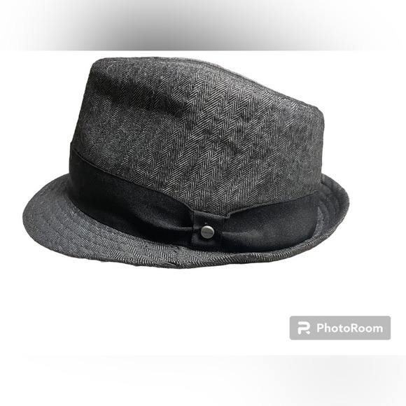 Stetson Accessories - Stetson All American charcoal gray/black herringbone fedora, size L/XL, unisex